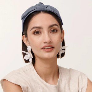 NWT Lele Sadoughi Linen Shirley Wide Ribbon Headband, Charcoal